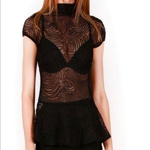 GRACIA Sheer Mesh Design Peplum